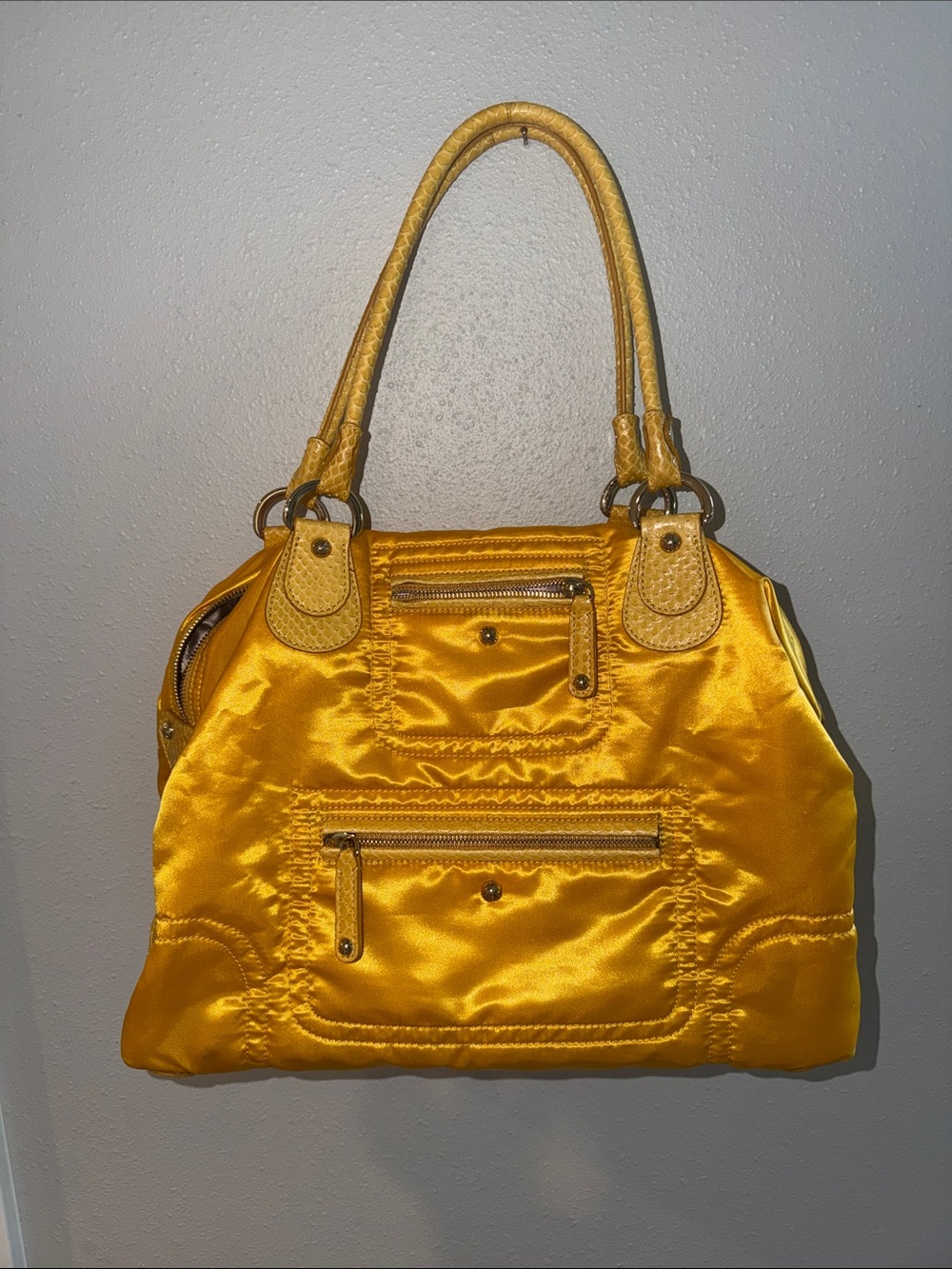 Tod's Satin Shoulder Bag in Mustard Yellow